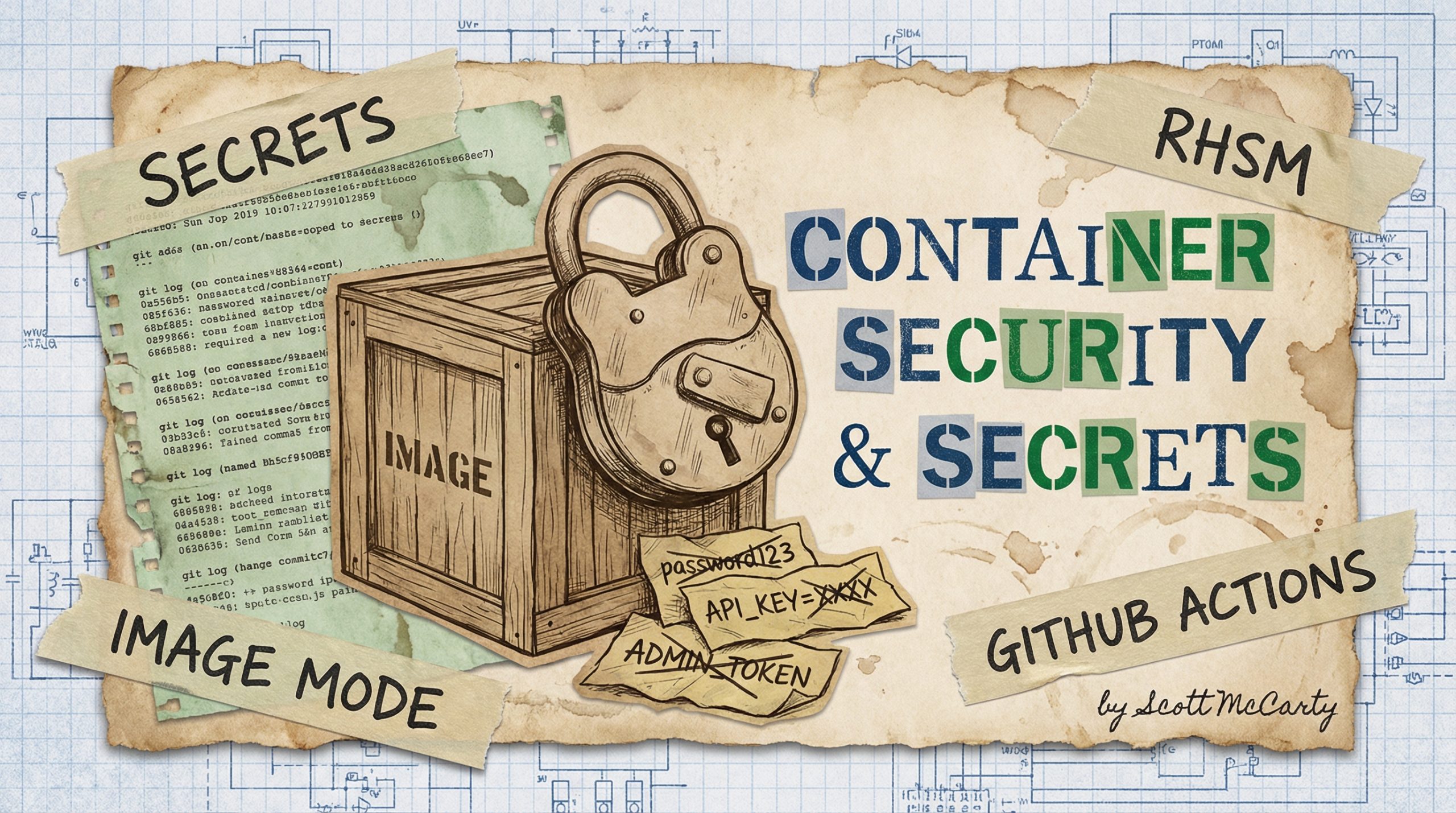 CI/CD for Image Mode RHEL - Lock and Ship concept with padlocked container crate